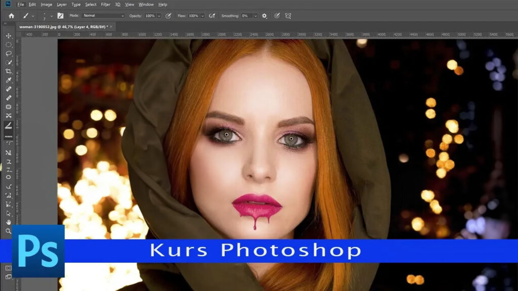 Kurs Photoshop - Efekt skraplania, spływające usta